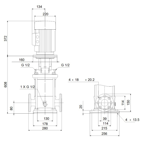 Многоступенчатый вертикальный насос Grundfos CR 10-10 A-FJ-A-E-HQQE 96501219