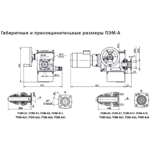 Электропривод для чугунной задвижки Ду125,150, стальной задвижки 80, 100, 150 (тип А) ПЭМ